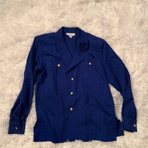 Elegant Silk Blue Women's Blouse